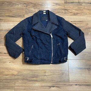 Women’s Levi’s 2013 Denim Zip Up Jacket with Herringbone Striped Collar & Sleeve